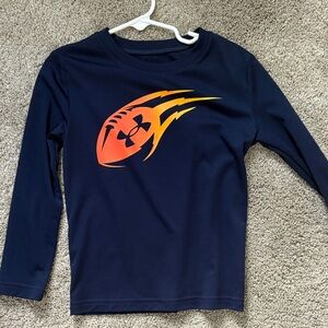 💥Under Armour Kids' Dark Blue Long Sleeve Tee with Fiery Graphic